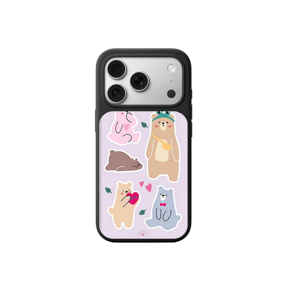 Bears in Love iPhone Case – Cute Cartoon Bear Family with Playful Illustration, Protective Cover | Famaka