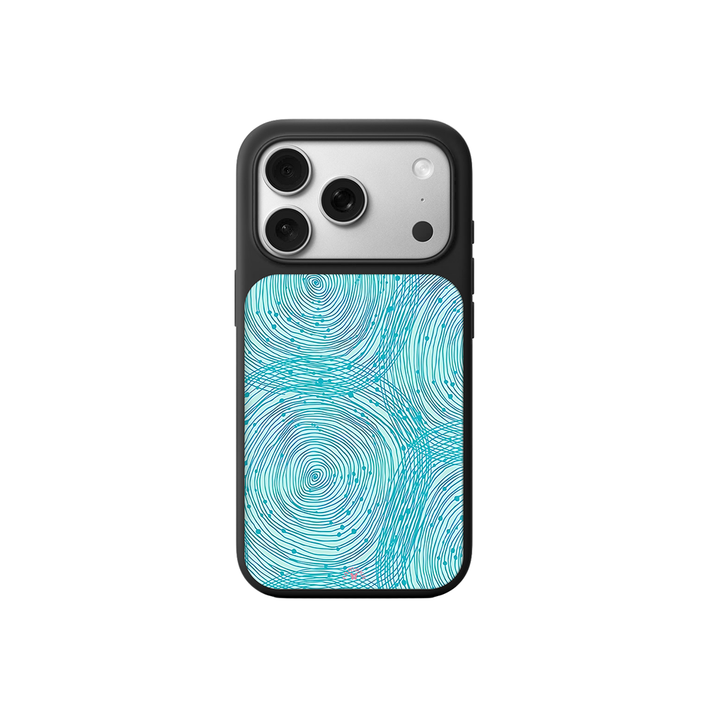Abstract Blue Pattern iPhone Case – Modern Line Art & Wave Design, Protective Cover | FAMAKA