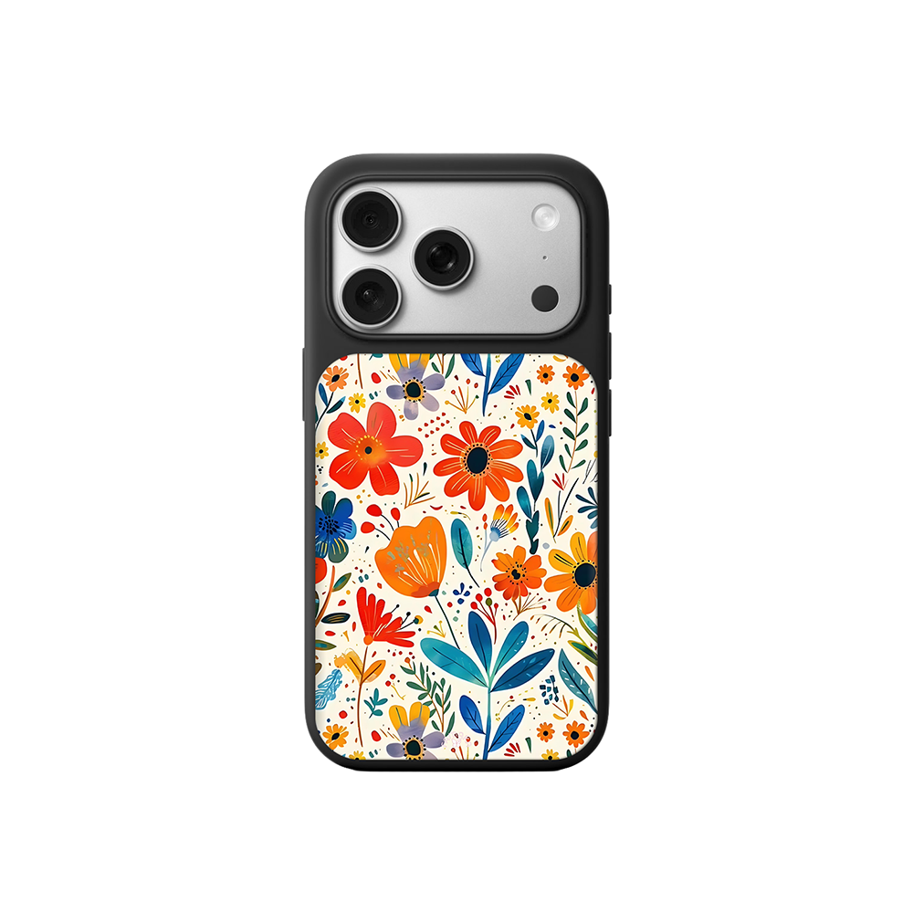 Playful Flower Pattern iPhone Case – Colorful Botanical Artistic Design, Protective Cover | FAMAKA