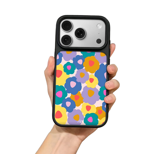 Retro Floral Pop iPhone Case – Colorful Abstract Flower Pattern, Protective Cover | FAMAKA