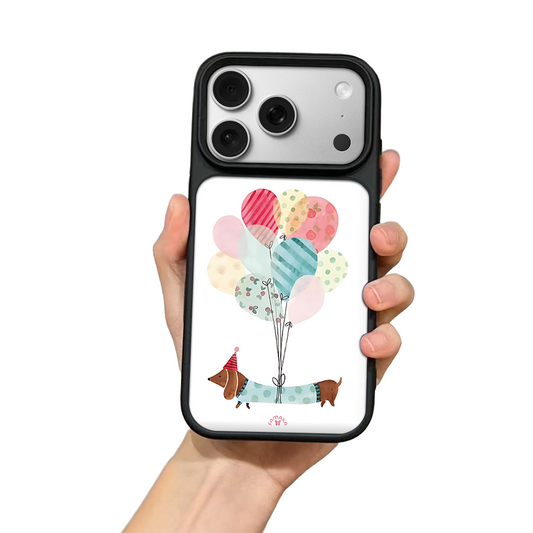 Dachshund Balloons iPhone Case – Cute Dog Cartoon with Uplifting Quote, Protective Cover | Famaka