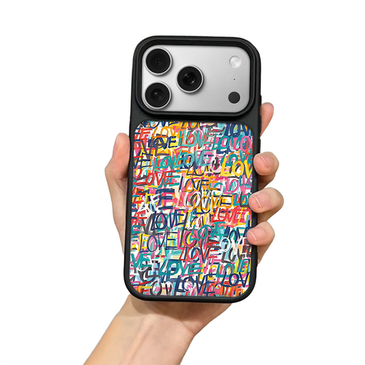 Colorful Love Typography iPhone Case – Bold Artistic Lettering Design, Protective Cover | FAMAKA