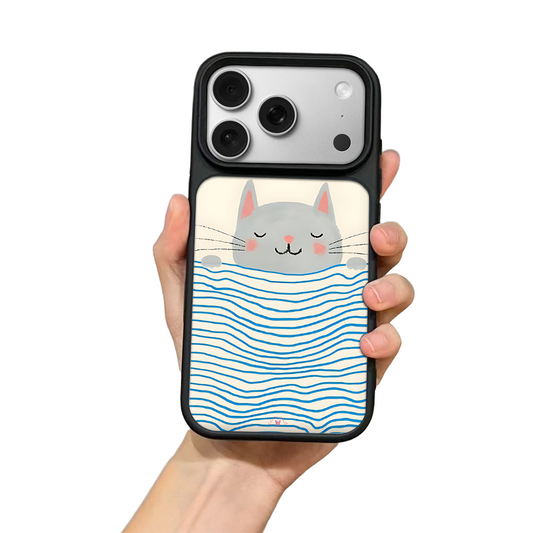 Good Night Cat iPhone Case – Cute Sleeping Cat Cartoon Design, Protective Cover | FAMAKA