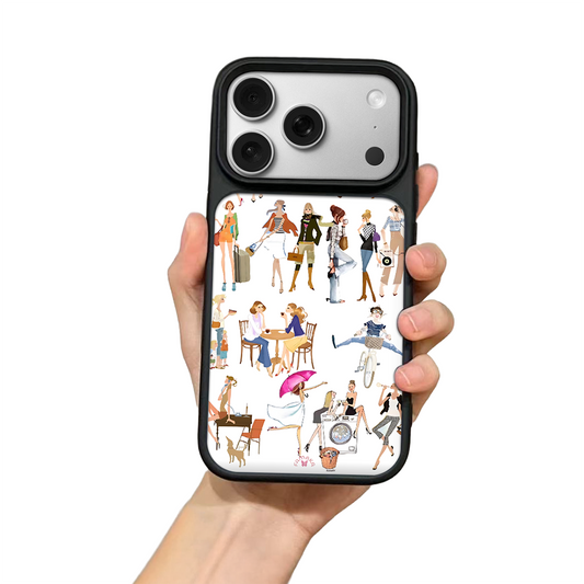Fashion Girls iPhone Case – Trendy Lifestyle Illustration Design, Protective Cover | FAMAKA