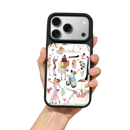 Girls on the Go iPhone Case – Fun Daily Life & Travel Illustration, Protective Cover | FAMAKA
