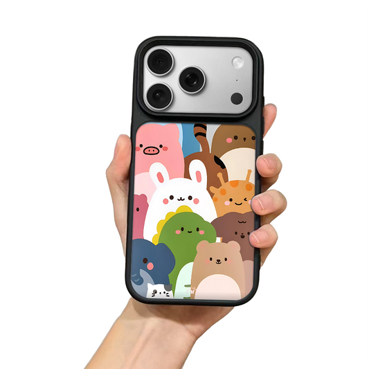 Cute Animal Friends iPhone Case – Colorful Cartoon Animal Design, Protective Cover | Famaka