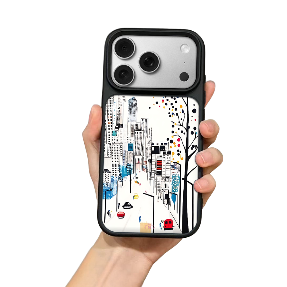 City Skyline Street View iPhone Case – Modern Urban Art Design, Protective Cover | Famaka