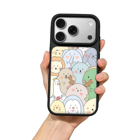 Kawaii Animals iPhone Case – Adorable Cartoon Pets Illustration, Protective Cover | Famaka