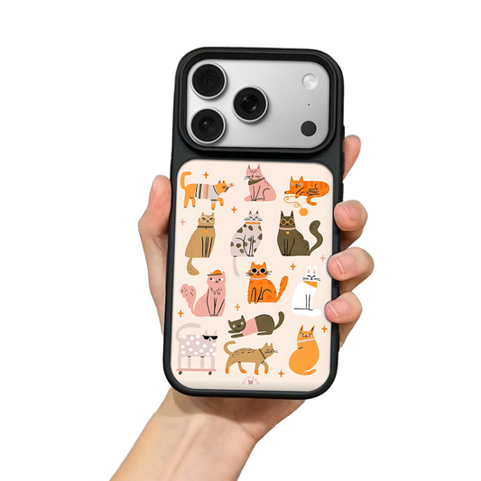Cartoon Cats iPhone Case – Playful Feline Illustration, Protective Cover | Famaka