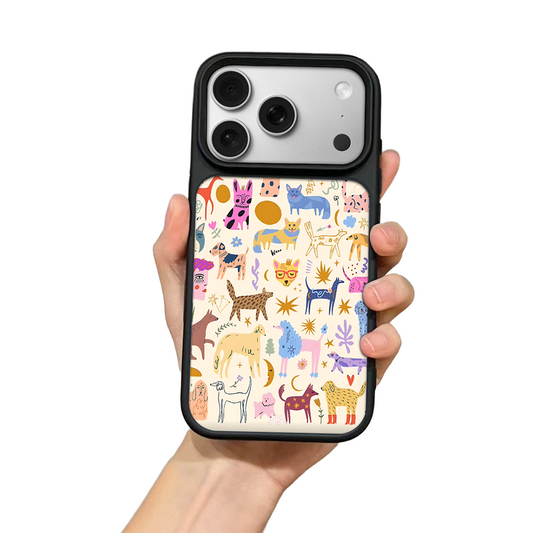 Colorful Abstract Animals iPhone Case – Vibrant Cartoon Pet Illustration, Protective Cover | FAMAKA