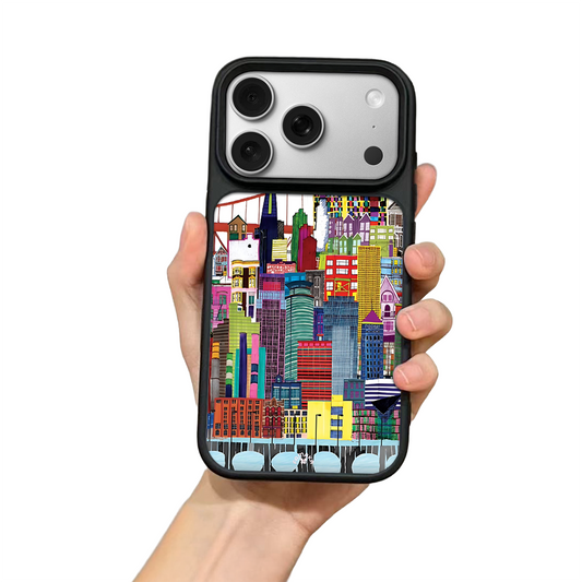Colorful Cityscape iPhone Case – Vibrant Urban Illustration, Protective Artistic Cover | FAMAKA