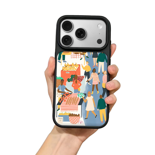 Street Market iPhone Case – Modern City Life Market Scene Illustration, Protective Cover | Famaka