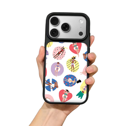 Summer Pool Girls iPhone Case – Fun Swim & Relax Illustration, Protective Cover | Famaka