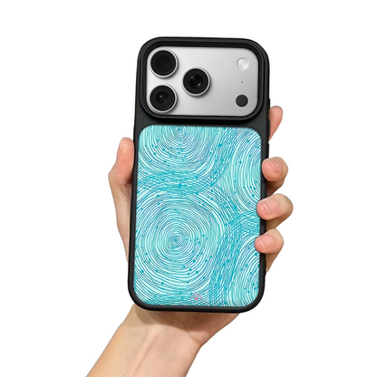 Abstract Blue Pattern iPhone Case – Modern Line Art & Wave Design, Protective Cover | FAMAKA