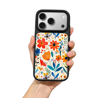 Playful Flower Pattern iPhone Case – Colorful Botanical Artistic Design, Protective Cover | FAMAKA