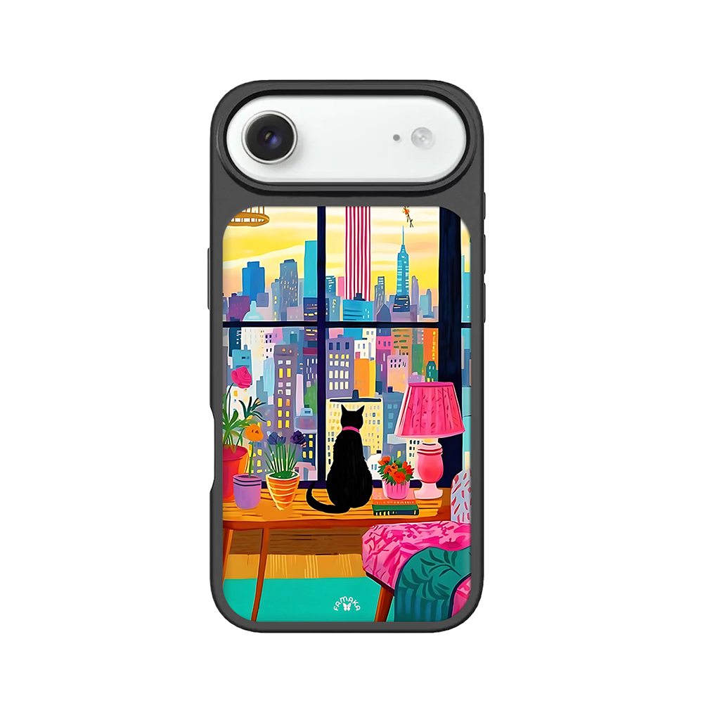 City View Cat iPhone Case – Cozy Urban Lifestyle Design, Protective Cover | Famaka