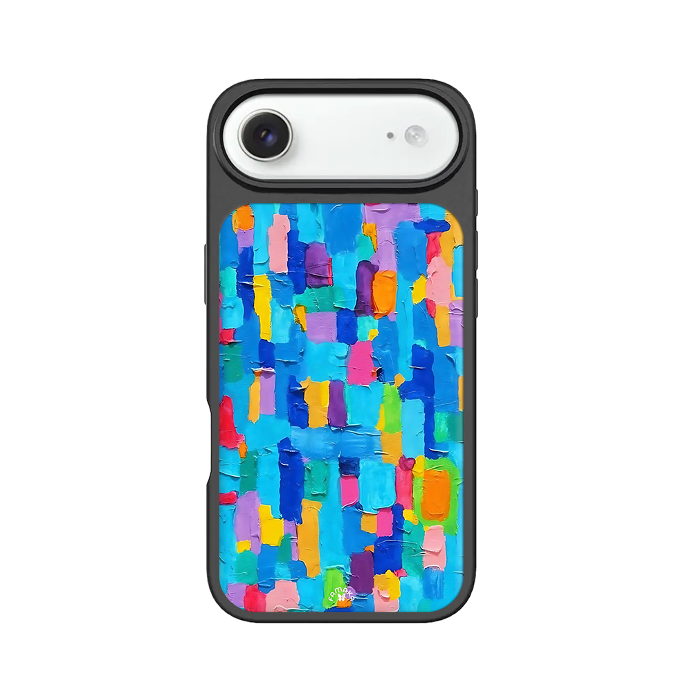 Blue Abstract Paint iPhone Case – Colorful Textured Artistic Design, Protective Cover | FAMAKA