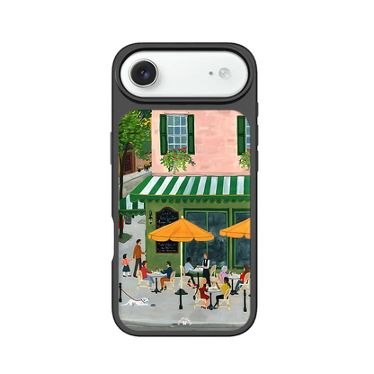 PariCafé Scene iPhone Case – Charming Outdoor Lifestyle Illustration, Protective Cover | FAMAKA