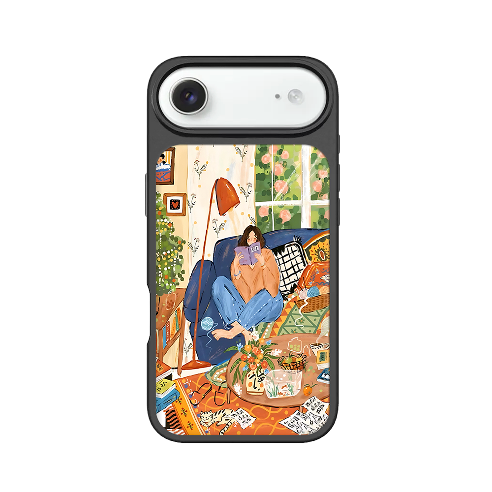 Cozy Reading Room iPhone Case – Relaxing Home Lifestyle Illustration, Protective Cover | Famaka