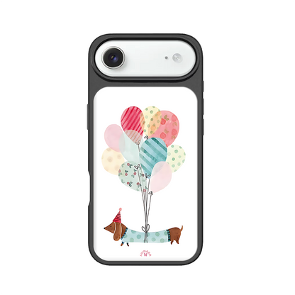 Dachshund Balloons iPhone Case – Cute Dog Cartoon with Uplifting Quote, Protective Cover | Famaka