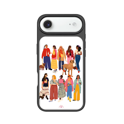 Fashion Girls & Dogs iPhone Case – Trendy Lifestyle Illustration Design, Protective Cover | FAMAKA