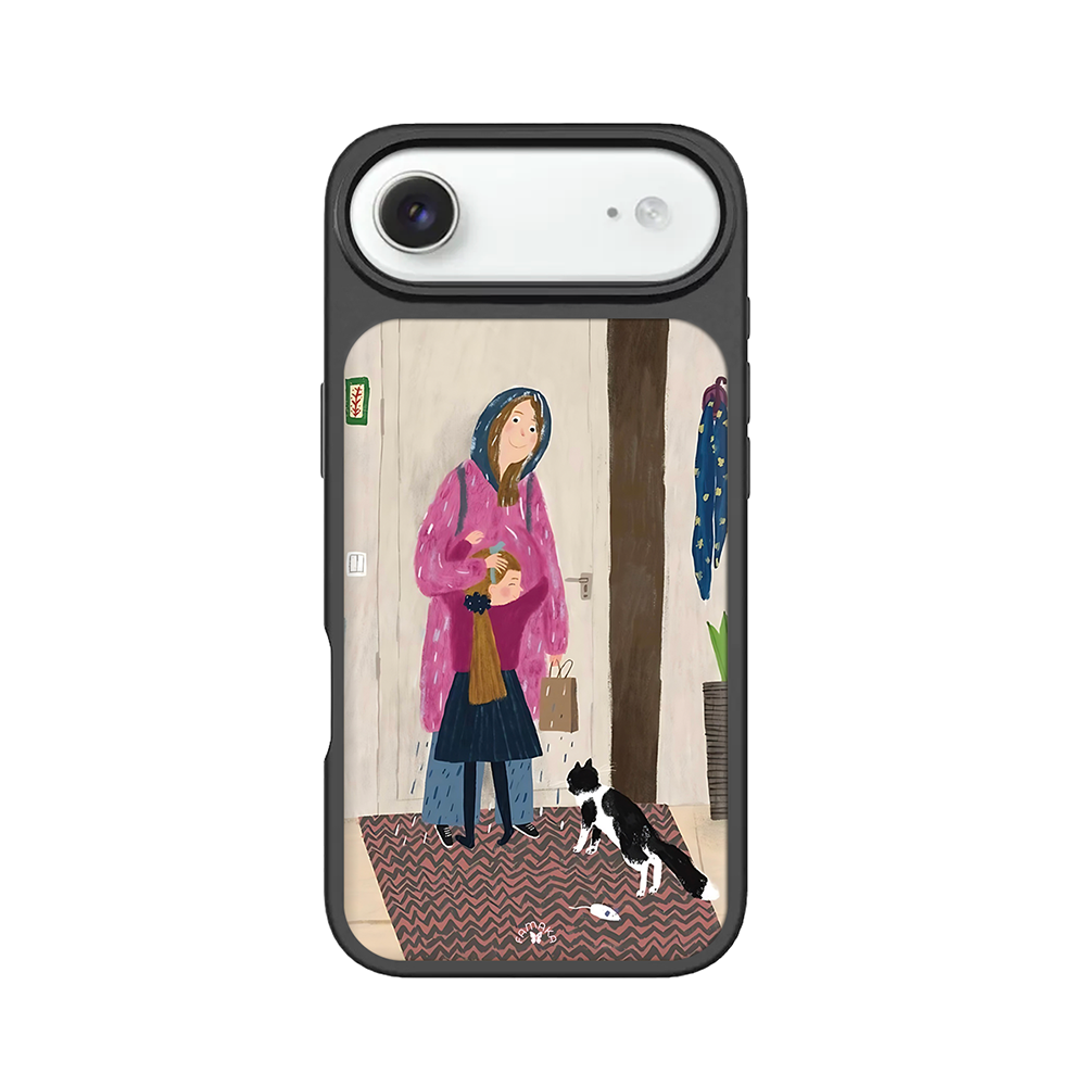 Rainy Day Mom & Child iPhone Case – Cozy Family Lifestyle Illustration, Protective Cover | Famaka