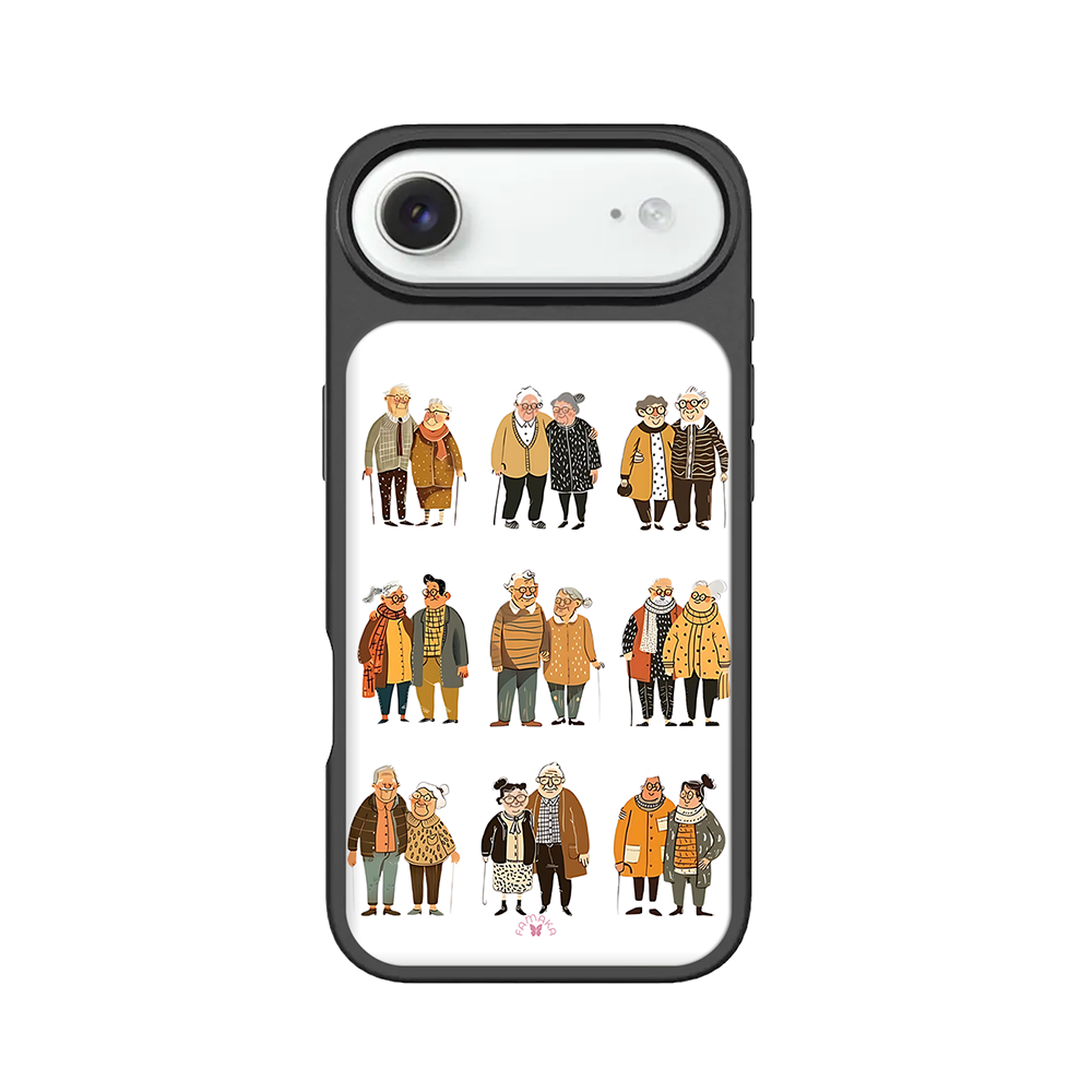 Elderly Couples iPhone Case – Heartwarming Everyday Life Illustration, Protective Cover | Famaka