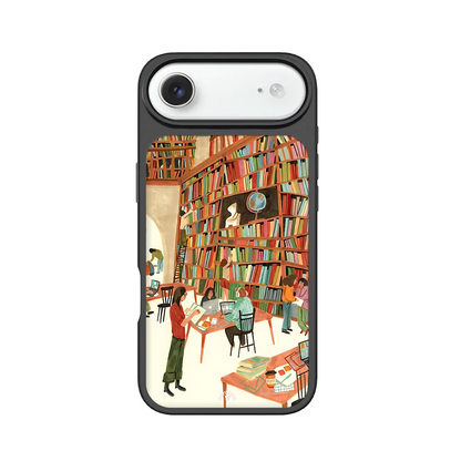 Cozy Library iPhone Case – Artistic Bookstore & Reading Scene Design, Protective Cover | Famaka