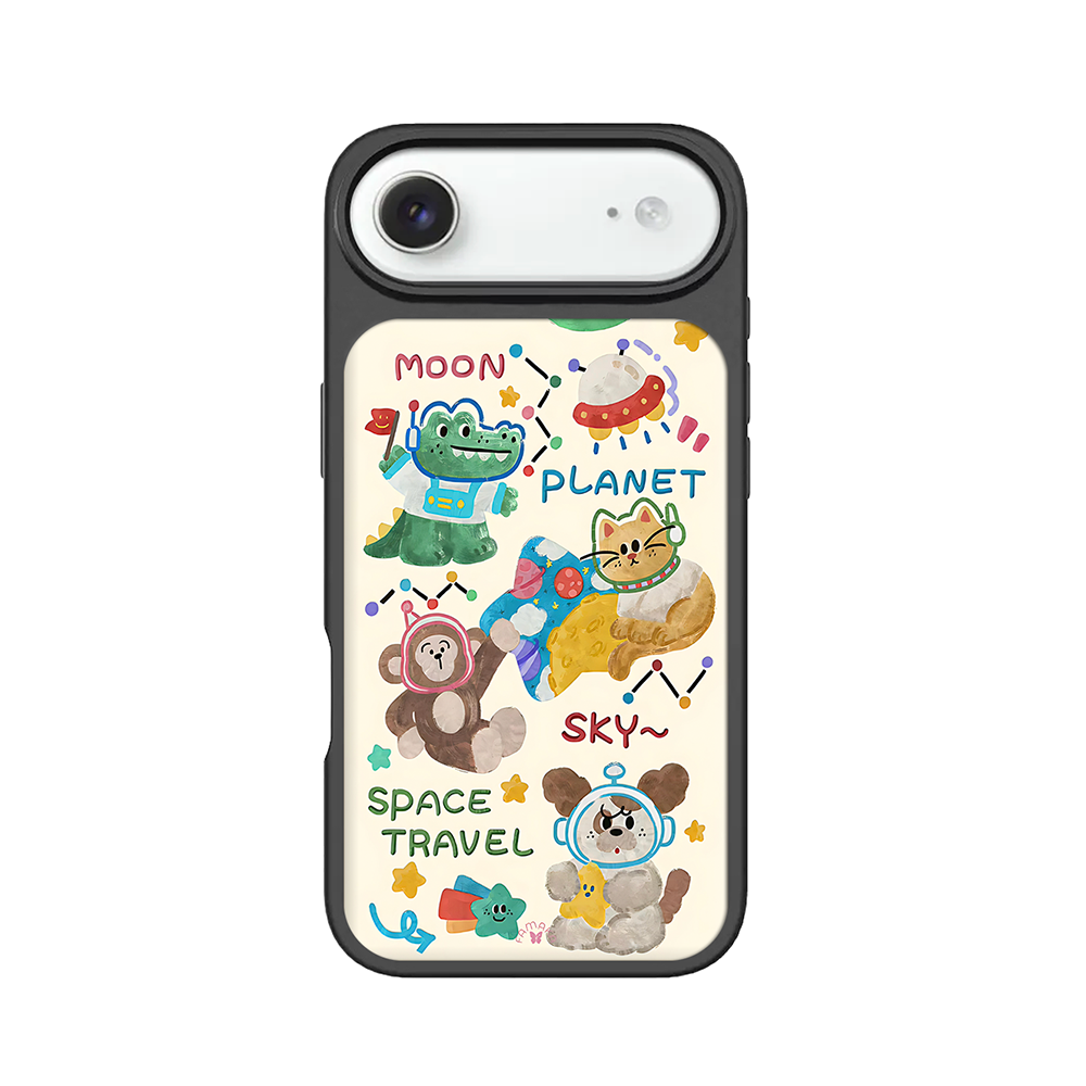 Space Travel Animals iPhone Case – Cute Cartoon Pets in Space Suits, Protective Cover | Famaka