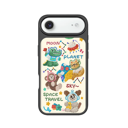 Space Travel Animals iPhone Case – Cute Cartoon Pets in Space Suits, Protective Cover | Famaka
