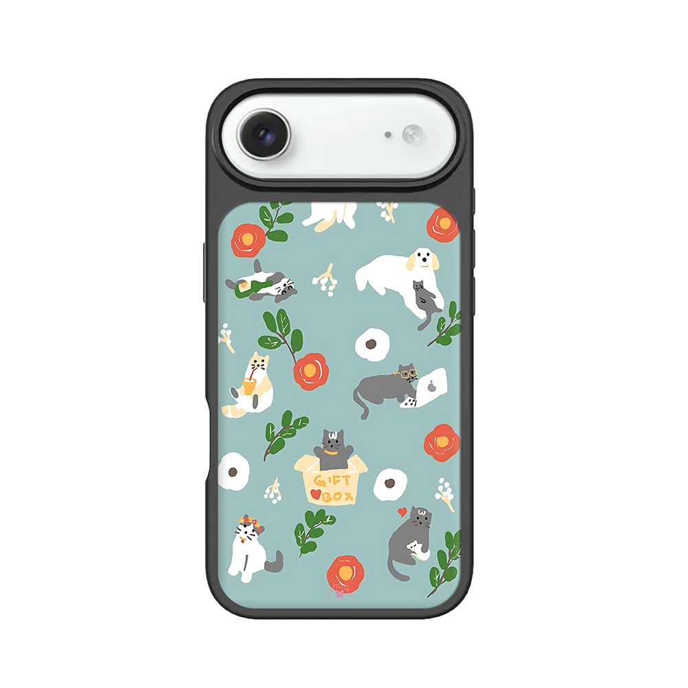 Cats and Flowers iPhone Case – Playful Feline & Floral Illustration, Protective Cover | Famaka