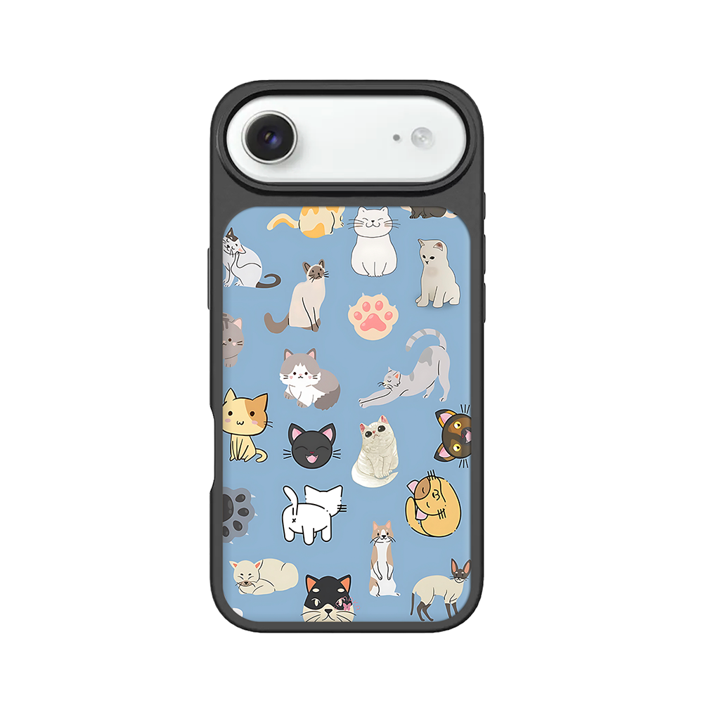 Cartoon Cats Pattern iPhone Case – Cute Cat Illustration Design, Protective Cover | Famaka