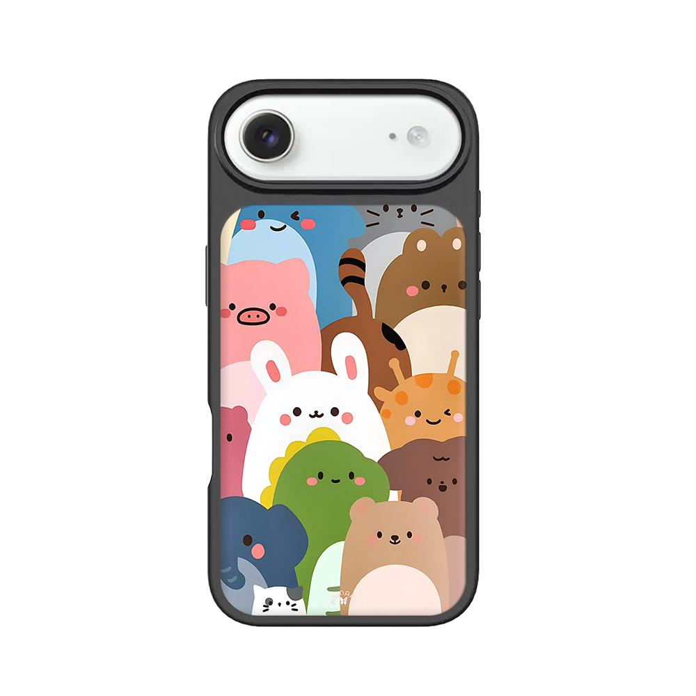 Cute Animal Friends iPhone Case – Colorful Cartoon Animal Design, Protective Cover | Famaka