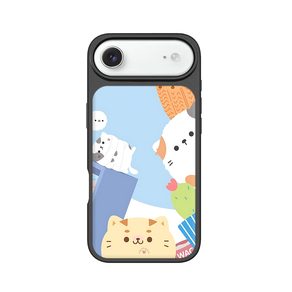 Cute Pets Cartoon iPhone Case – Adorable Cat & Puppy Illustration, Protective Cover | Famaka