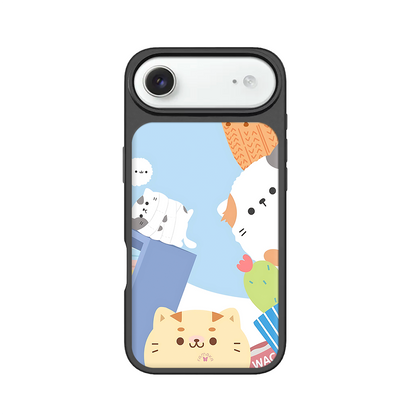 Cute Pets Cartoon iPhone Case – Adorable Cat & Puppy Illustration, Protective Cover | Famaka