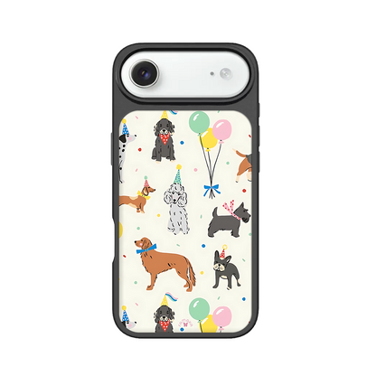Party Dogs Celebration iPhone Case – Fun Cartoon Dogs with Balloons & Hats, Protective Cover | Famaka
