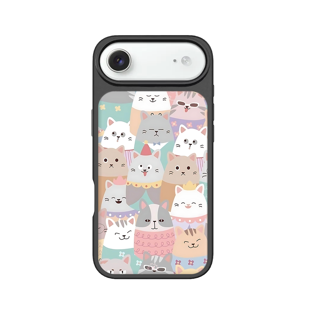 Happy Cats iPhone Case – Colorful Cartoon Feline Illustration, Protective Cover | Famaka