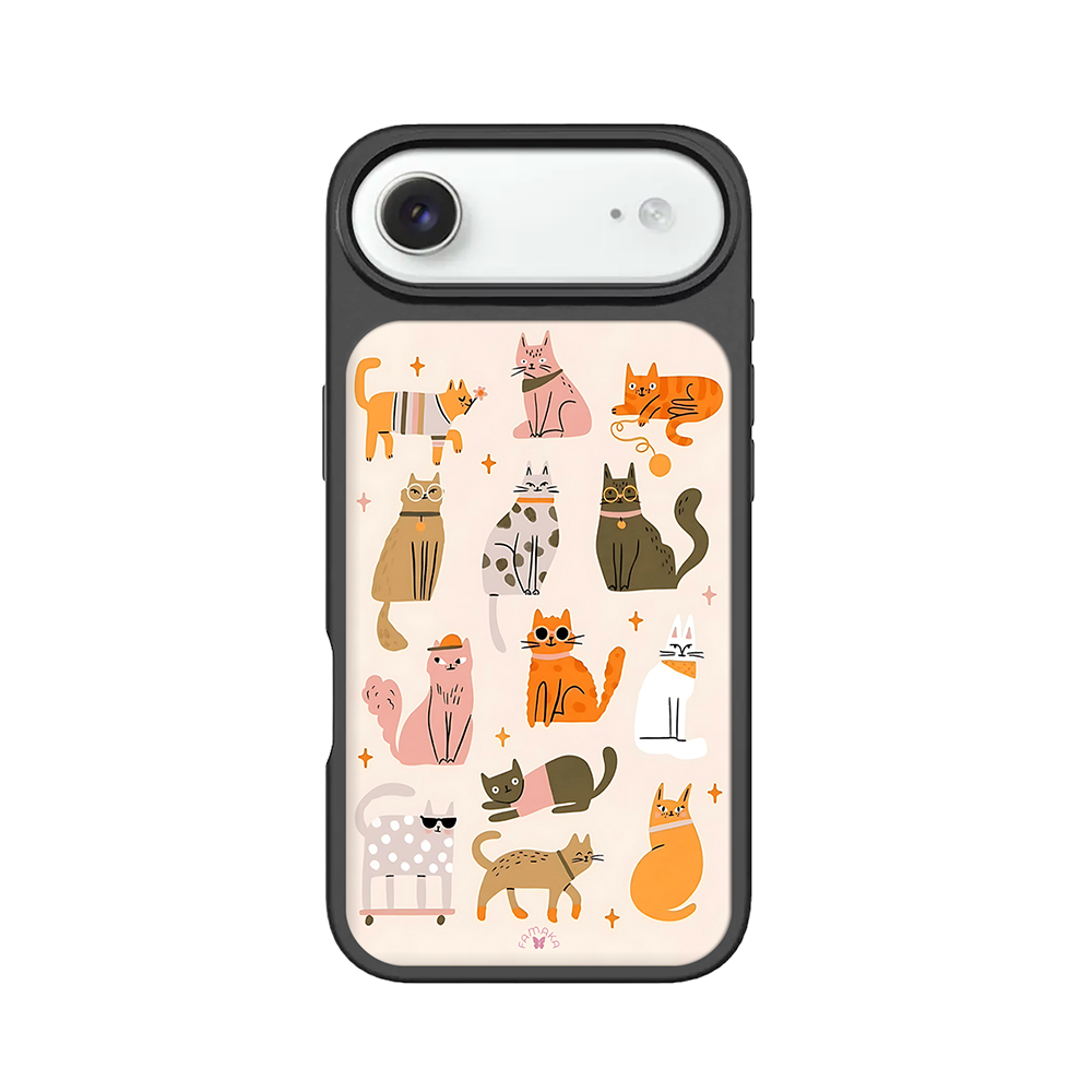 Cartoon Cats iPhone Case – Playful Feline Illustration, Protective Cover | Famaka