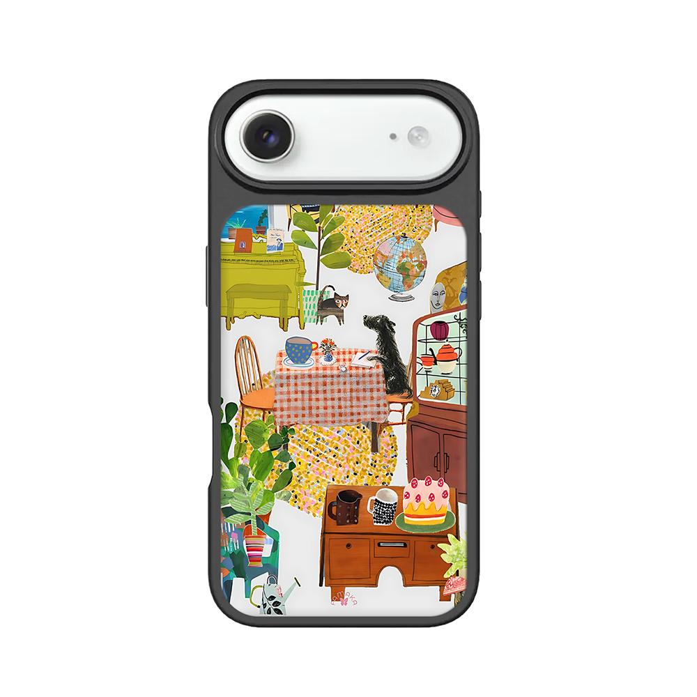 Cozy Home Scene iPhone Case – Artistic Living Room Illustration, Protective Cover | Famaka