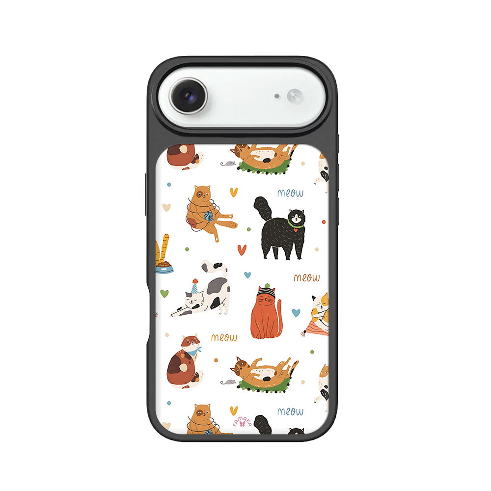 Playful Cats iPhone Case – Cute Cartoon Cat Illustration, Protective Cover | Famaka