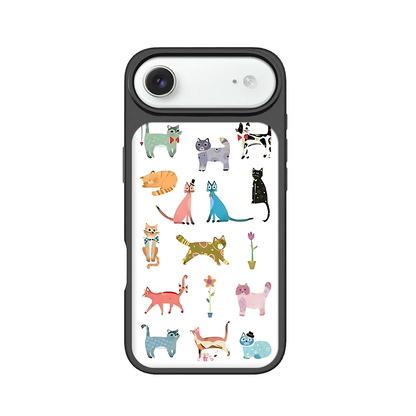 Whimsical Cartoon Cats iPhone Case – Fun Colorful Cat Illustration, Protective Cover | Famaka