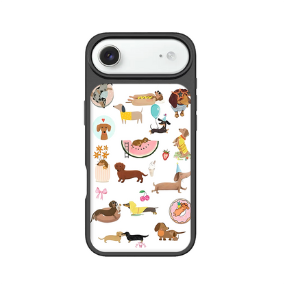 Dachshund Party iPhone Case – Fun Cartoon Sausage Dog Illustration, Protective Cover | Famaka
