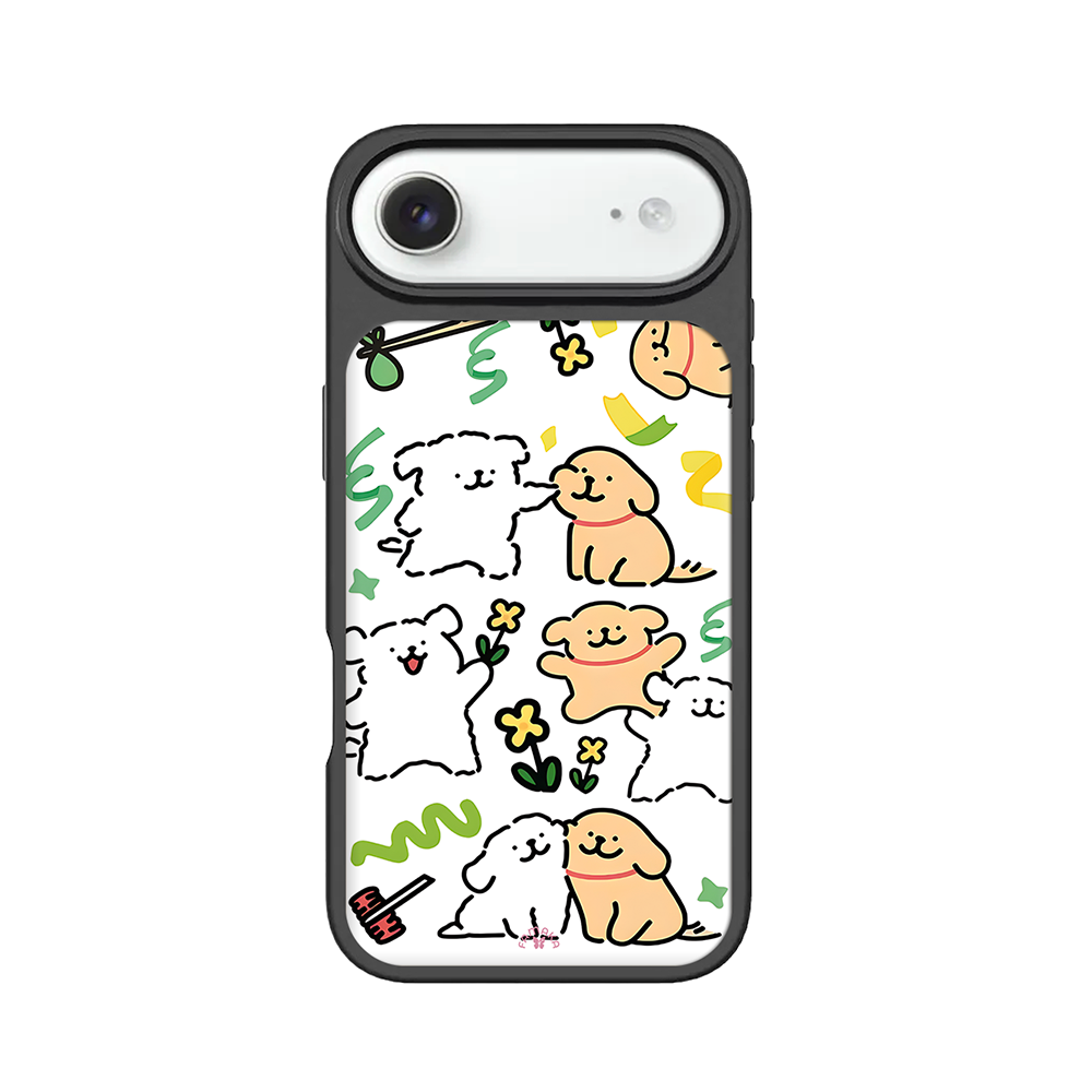Happy Puppies iPhone Case – Cute Cartoon Dog Illustration, Playful Protective Cover | Famaka