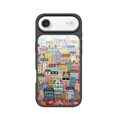 Colorful Houses iPhone Case – Artistic Cityscape Illustration, Protective Cover | Famaka