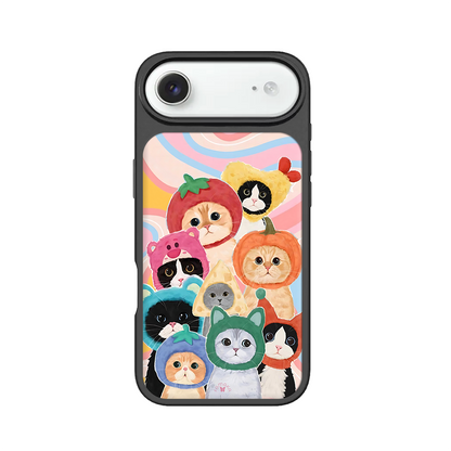 Fruit Hat Cats iPhone Case – Cute Cartoon Cats in Colorful Costumes, Protective Cover | Famaka