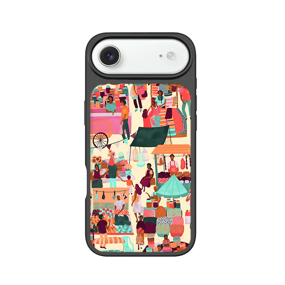 Market Day iPhone Case – Vibrant Street Market Illustration, Protective Cover | Famaka
