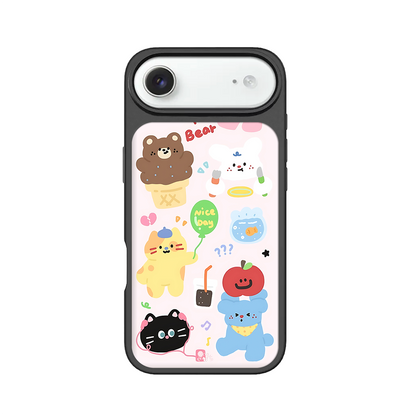Bears & Friends iPhone Case – Playful Cartoon Animal & Pastel Design, Protective Cover | Famaka