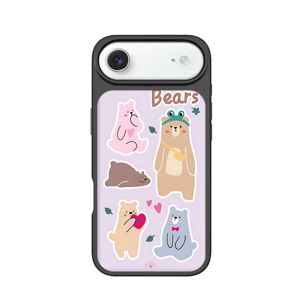Bears in Love iPhone Case – Cute Cartoon Bear Family with Playful Illustration, Protective Cover | Famaka
