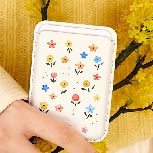 Floral MagSafe Wallet – Hand-Painted Wildflower Pattern | Famaka