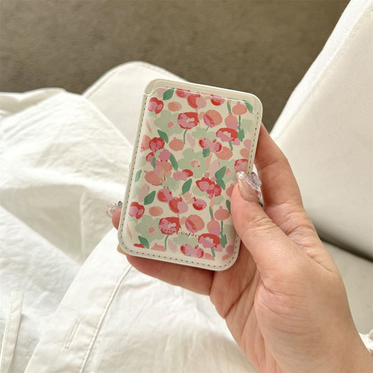 Romantic Rose Garden MagSafe Wallet – Pastel Floral Design | Famaka